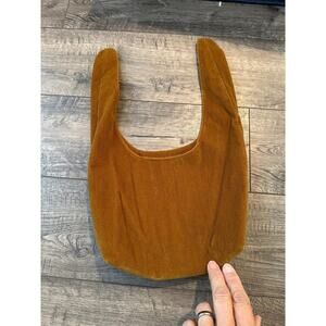 Merit Signature Cosmetic Bag Brown Corduroy Makeup Tie Top Carrying Case